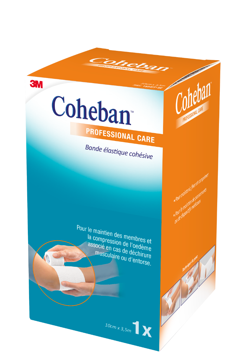 3M COHEBAN BANDE DE CONTENTION COHESIVE ELASTIQUE BLANC 10CMX3 5CM
