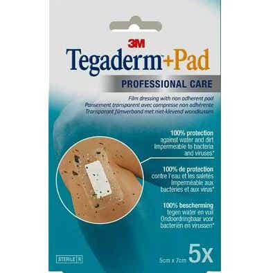 3M TEGADERM PAD PANSEMENT TRANSPARENT ADHESIF STERILE AVEC COMPRESSE 5 PANSEMENTS DE 5X7CM