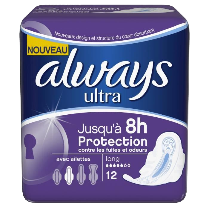 ALWAYS ULTRA SERVIETTES LONG PLUS 12 UNITES