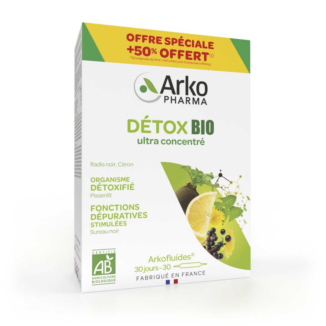 ARKOFLUIDES PROGRAMME DETOX BIO 20 AMPOULES 10 OFFERTES