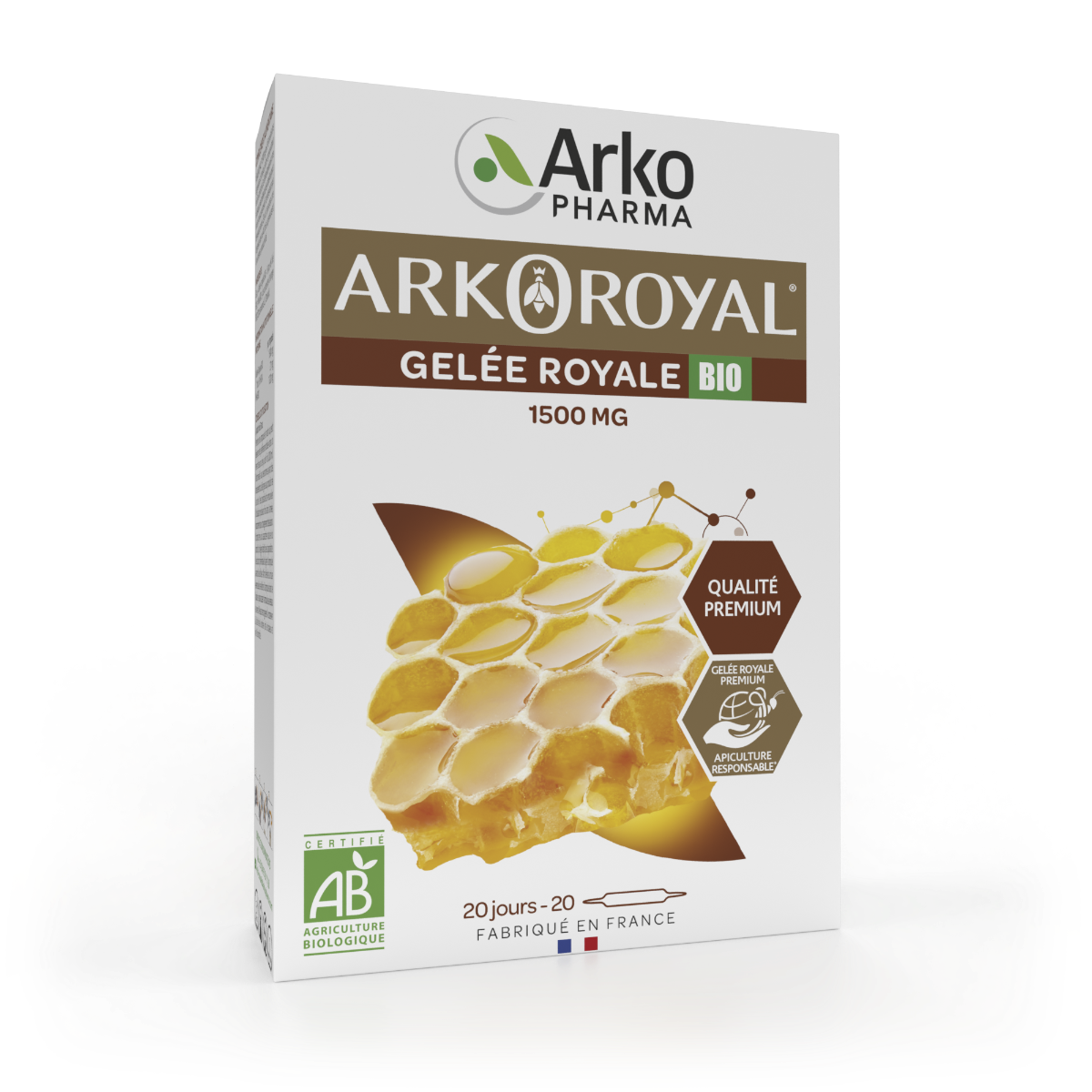 ARKOPHARMA ARKO ROYAL GELEE ROYALE 1500MG BIO 20 AMPOULES DE 10ML