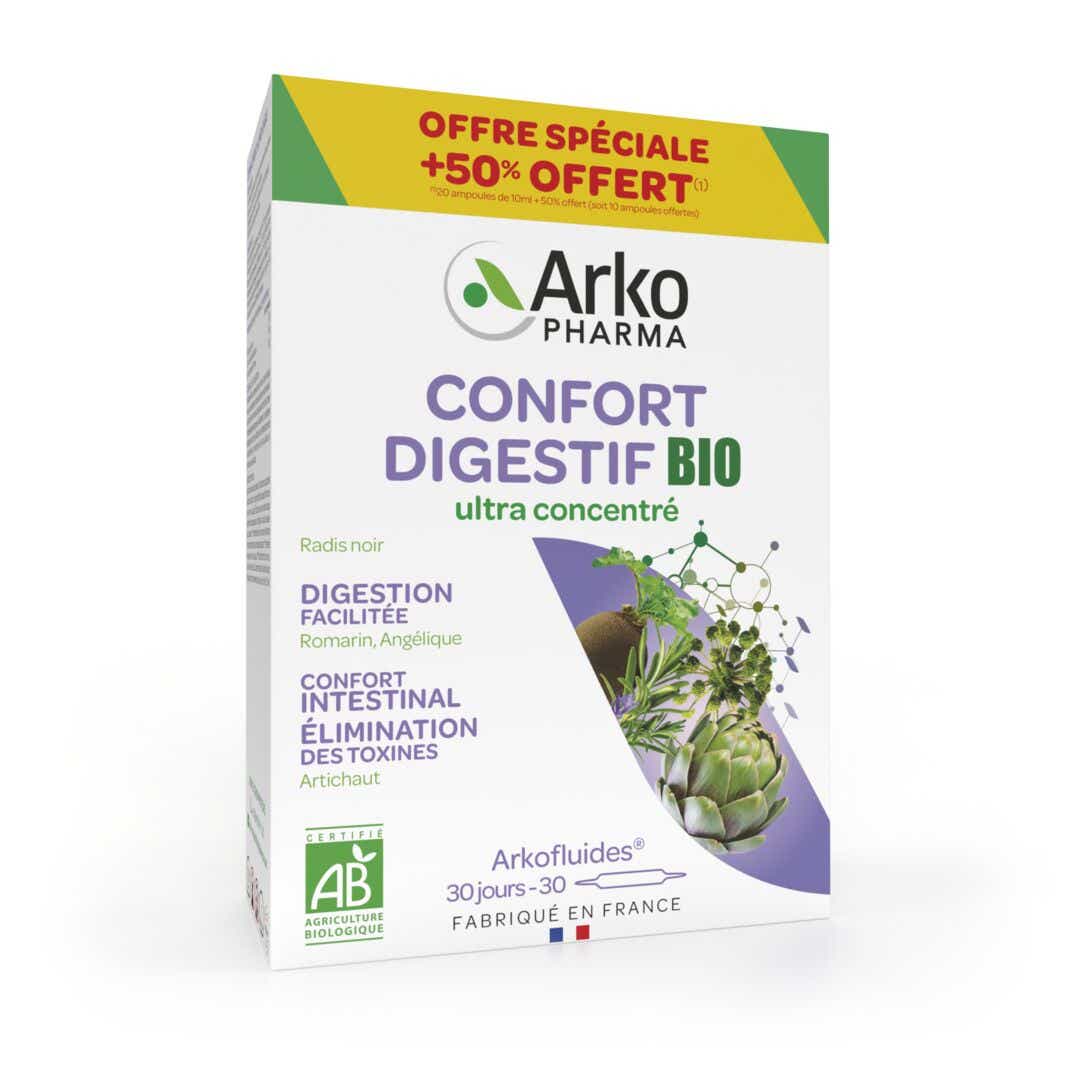 ARKOPHARMA ARKOFLUIDES CONFORT DIGESTIF BIO 20 AMPOULES 10 OFFERTES
