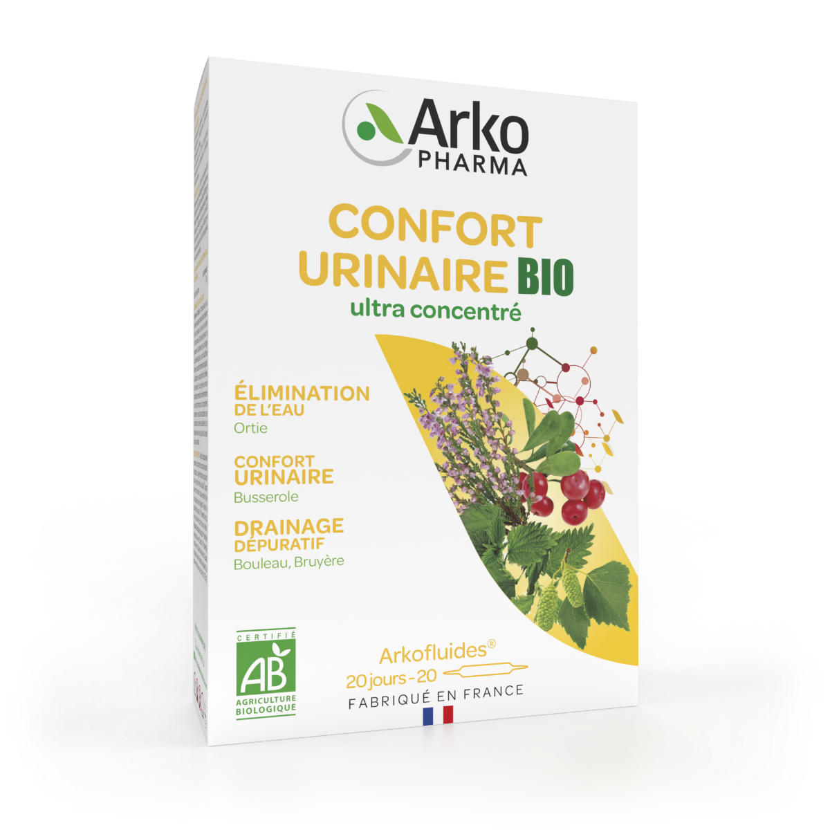 ARKOPHARMA ARKOFLUIDES CONFORT URINAIRE 20 AMPOULES DE 10ML