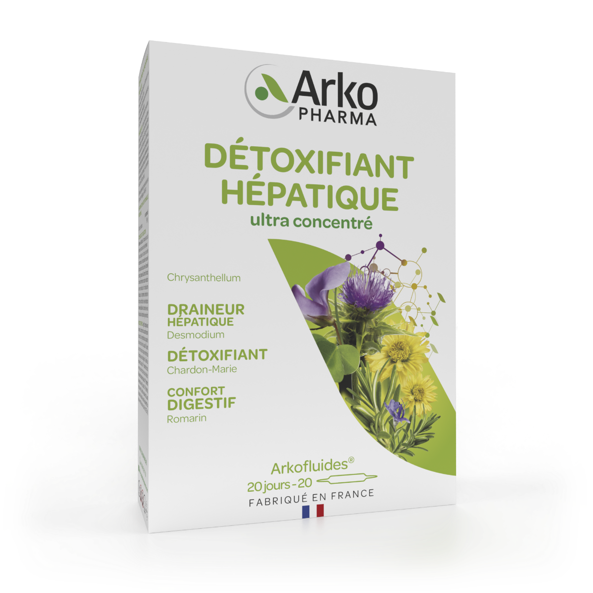 ARKOPHARMA ARKOFLUIDES DETOXIFIANT HEPATIQUE 20 AMPOULES DE 10ML