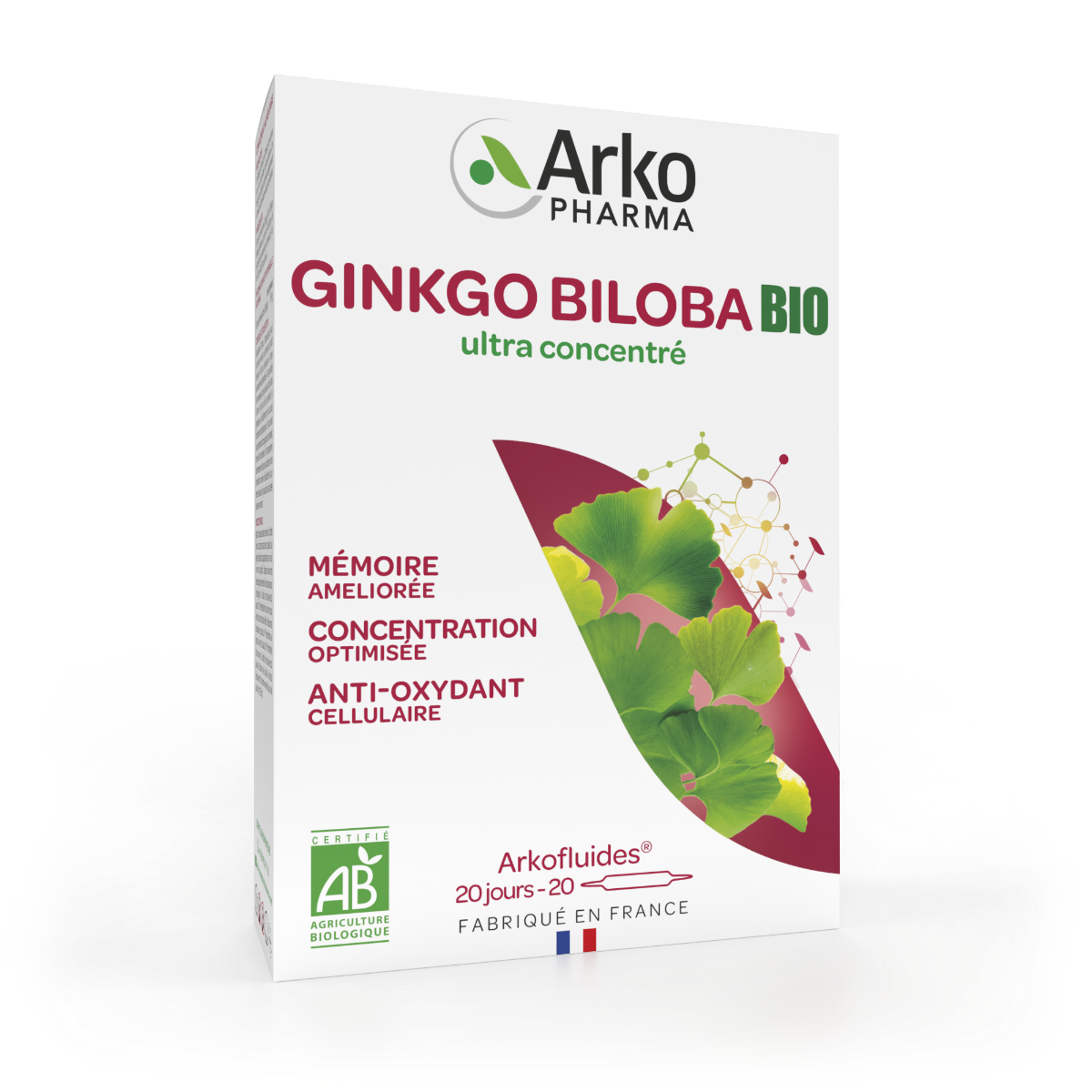 ARKOPHARMA ARKOFLUIDES MEMOIRE CONCENTRATION BIO 20 AMPOULES DE 10ML