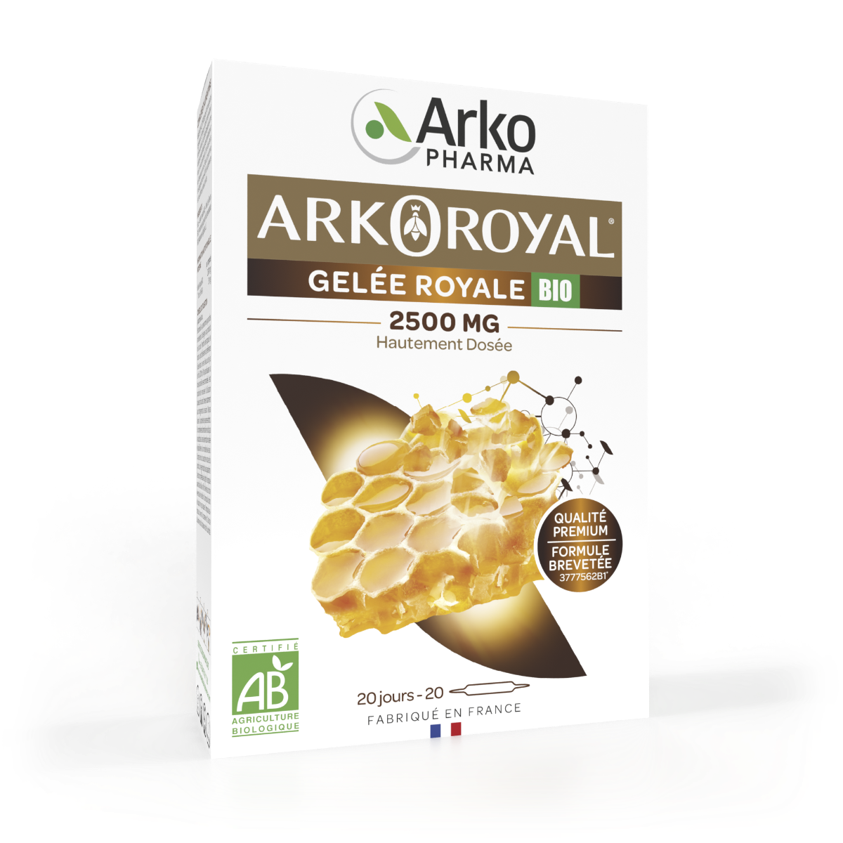 ARKOPHARMA ARKOROYAL GELEE ROYALE BIO 2500MG 20 AMPOULES