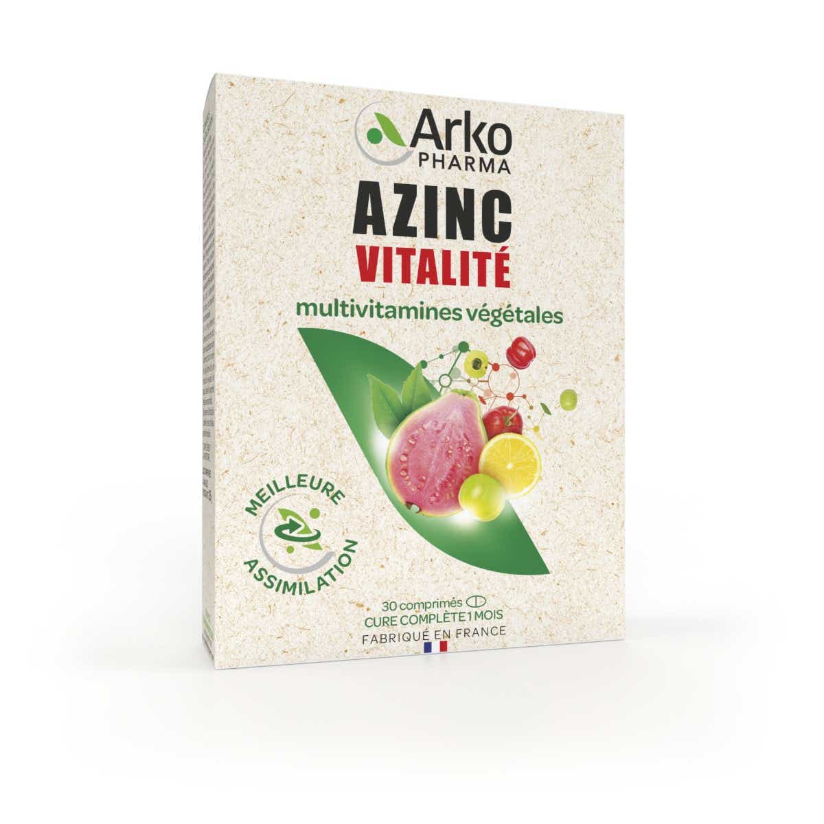 ARKOPHARMA AZINC VITALITE MULTIVITAMINES VEGETALES 30 COMPRIMES