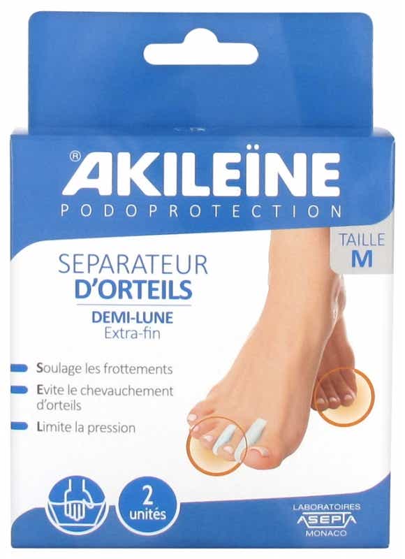 ASEPTA AKILEINE PODOPROTECTION SEPARATEUR D ORTEIL DEMI LUNE TAILLE M 2 UNITES