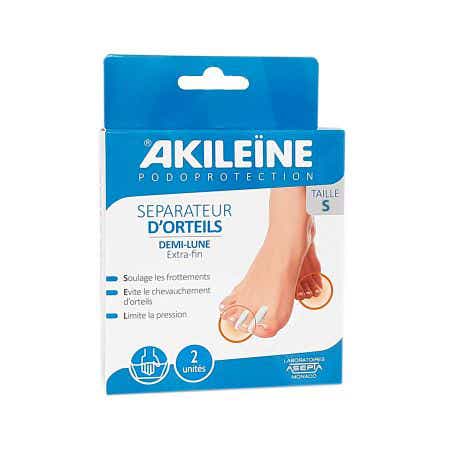 ASEPTA AKILEINE PODOPROTECTION SEPARATEUR D ORTEILS DEMI LUNE TAILLE S 2 UNITES