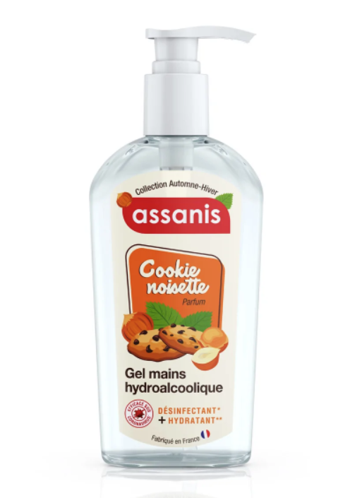ASSANIS GEL MAINS HYDROALCOOLIQUE PARFUM COOKIE NOISETTE 250ML