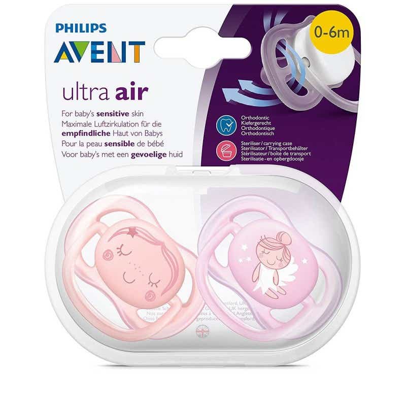 AVENT ULTRA AIR SUCETTES ORTHODONTIQUES ROSES 0 A 6 MOIS 2 SUCETTES