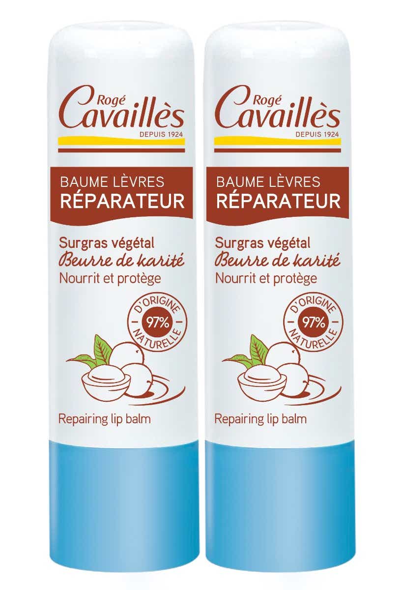 BAUME LEVRES REPARATEUR BEURRE DE KARITE LOT DE 2