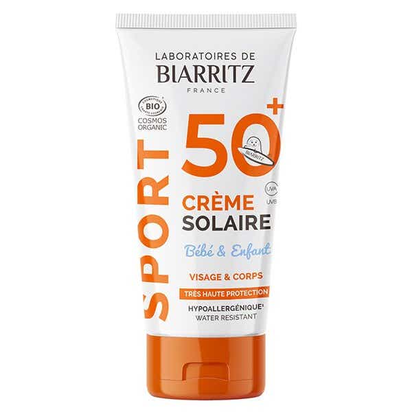 BIARRITZ SOINS SOLAIRES CREME SOLAIRE SPORT BEBE ENFANT SPF50 BIO VISAGE ET CORPS PEAUX SENSIBLES 50ML