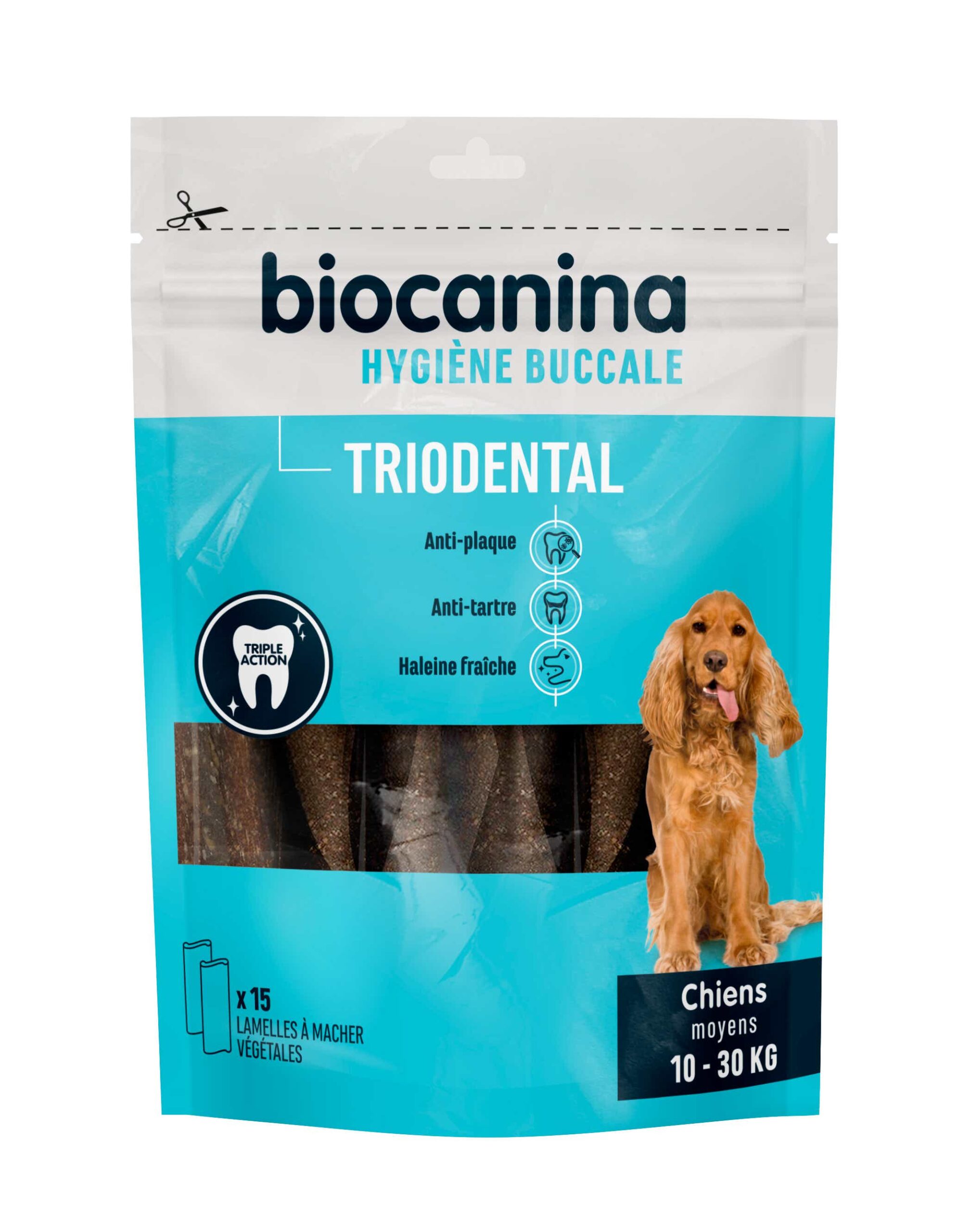 BIOCANINA TRIODENTAL CHIENS MOYENS DE 10 A 30KGS 15 LAMELLES A MACHER