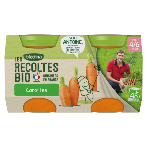 BLEDINA LES RECOLTES BIO CAROTTES 2X130G