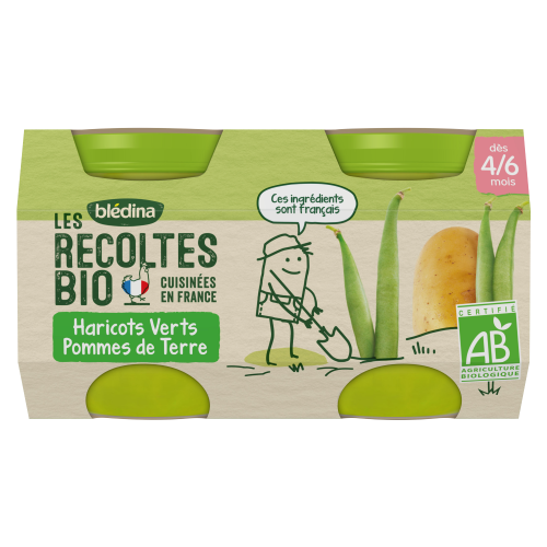 BLEDINA LES RECOLTES BIO HARICOTS POMMES DE TERRE 2X130G