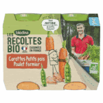 BLEDINA LES RECOLTES BIO PETITS POIS POULET 2X200G