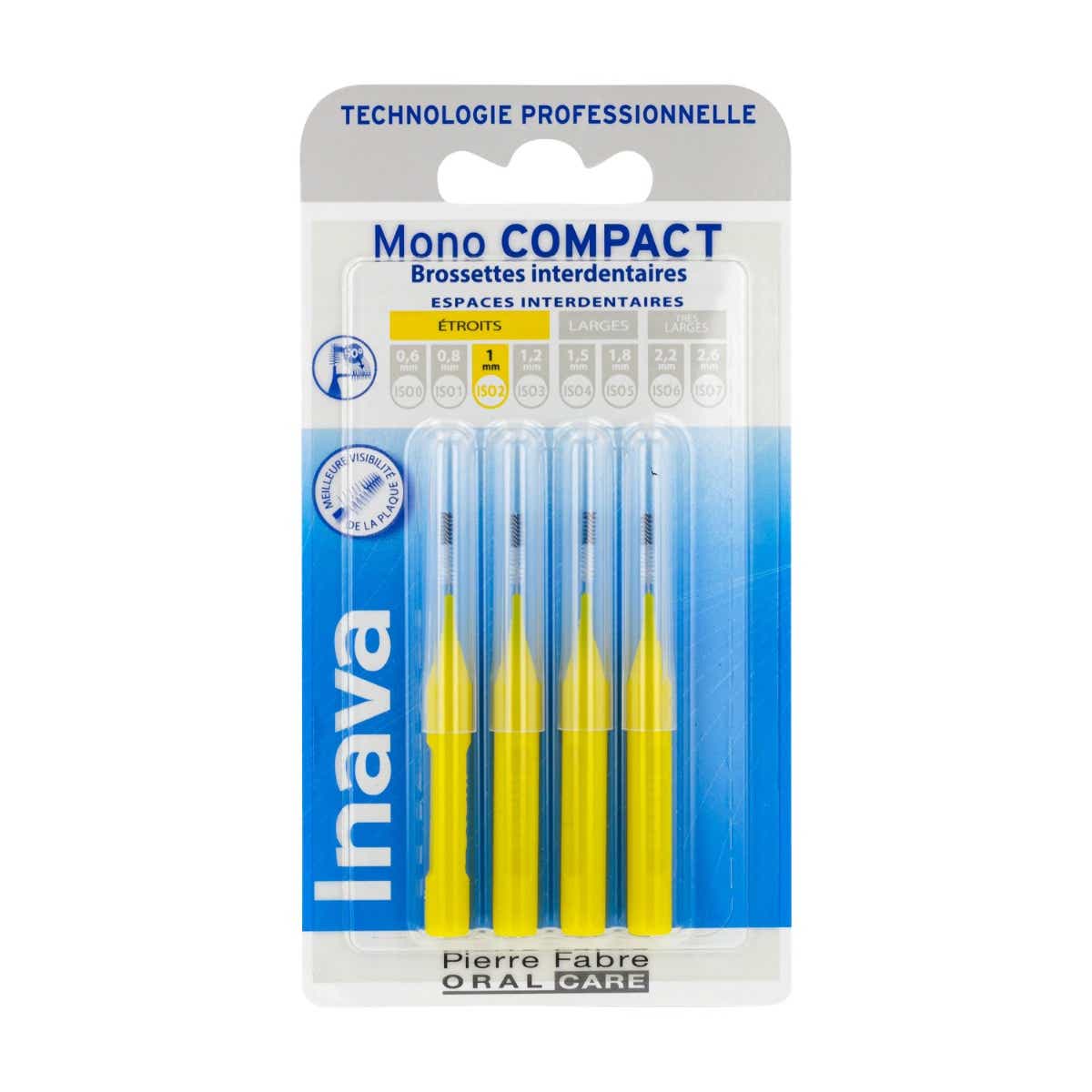 BROSSETTES INTERDENTAIRES MONO COMPACT JAUNE ETROITE 4 UNITES