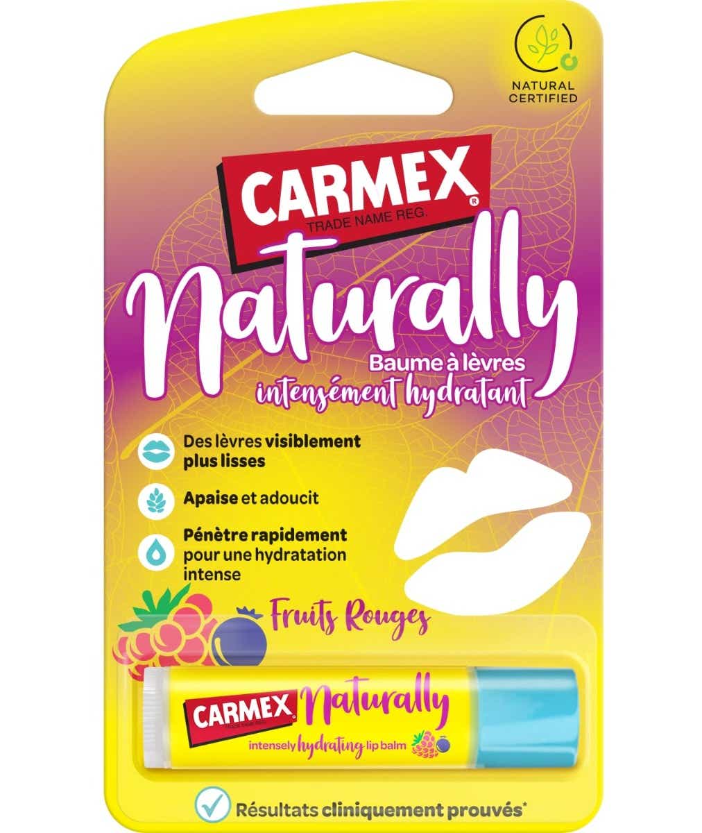 CARMEX NATURALLY BAUME A LEVRES INTENSEMENT HYDRATANT FRUITS ROUGES 4G