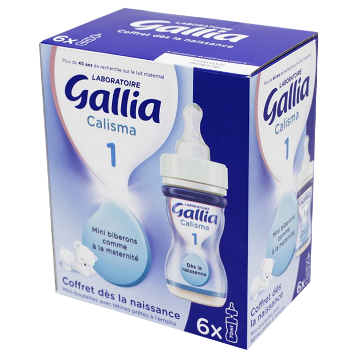 COFFRET CALISMA 1 MINI BIBERONS AVEC TETINE 6X70ML LAIT LIQUIDE 1ER AGE 0 A 6 MOIS
