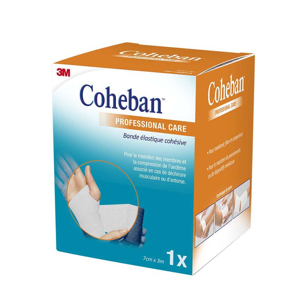 COHEBAN BANDE DE CONTENTION COHESIVE ELASTIQUE BLANC 7CMX3CM