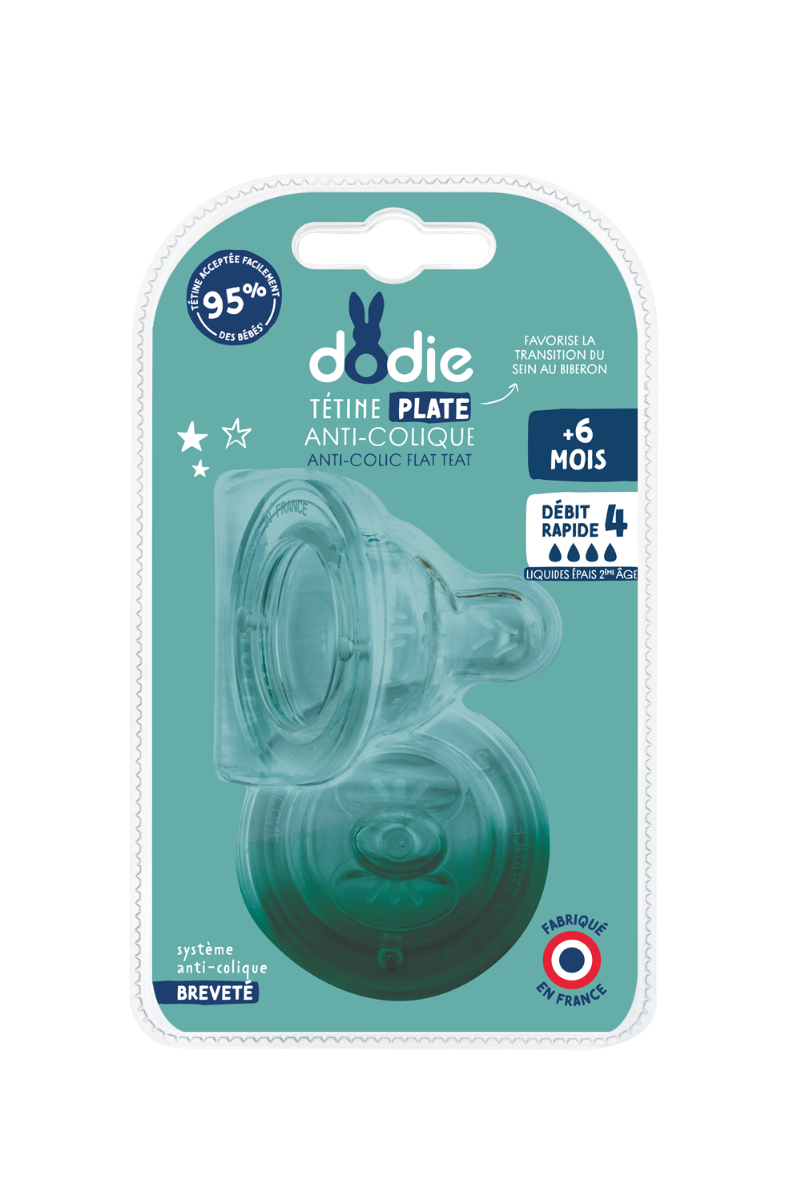 DODIE TETINE PLATE COL LARGE SENSATION 6 MOIS DEBIT 4 2 UNITES