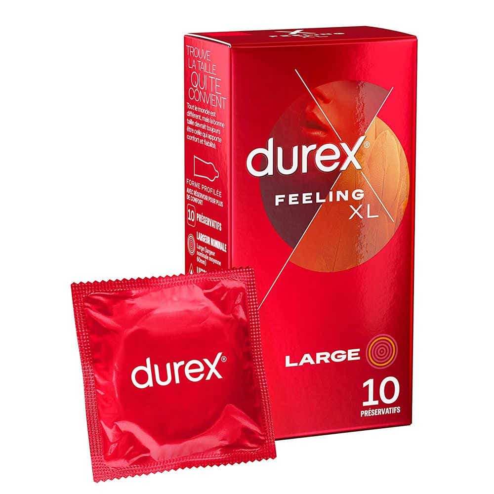 DUREX FEELING XL PRESERVATIFS FINS ET EXTRA LUBRIFIES 10 UNITES