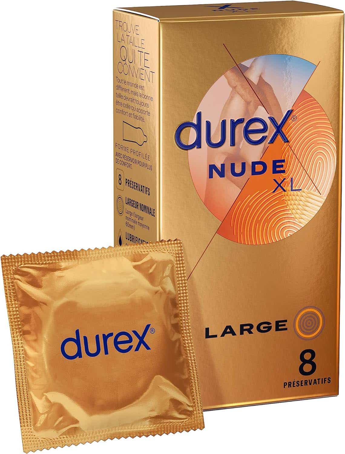 DUREX PRESERVATIFS NUDE XL 8 UNITES