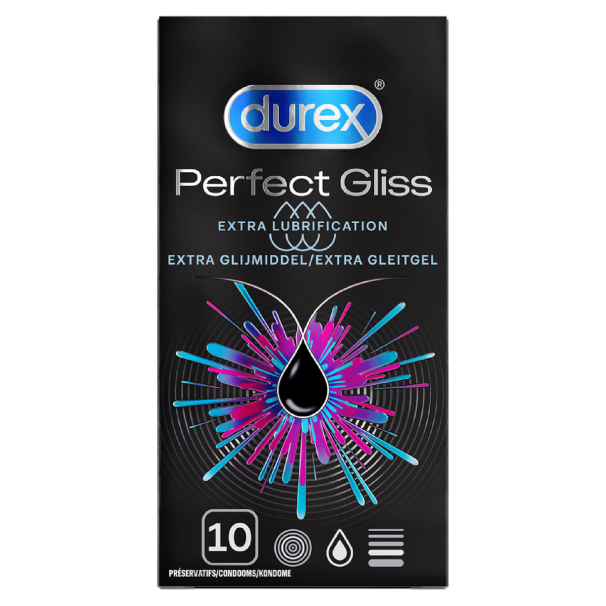 DUREX PRESERVATIFS PERFECT GLISS EXTRA LUBRIFICATION 10 UNITES