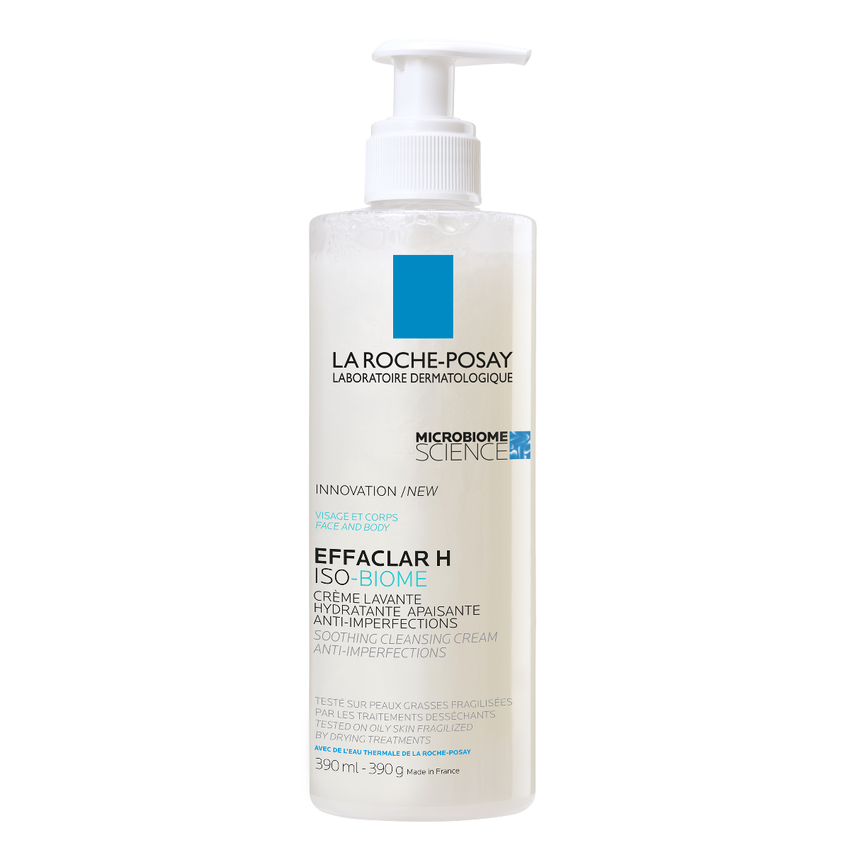 EFFACLAR H ISO BIOME CREME LAVANTE HYDRATANTE APAISANTE ANTI IMPERFECTIONS PEAUX ACNEIQUES 390ML