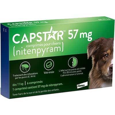 ELANCO CAPSTAR TRAITEMENT ANTI PUCES POUR GRANDS CHIENS 57MG 6 COMPRIMES