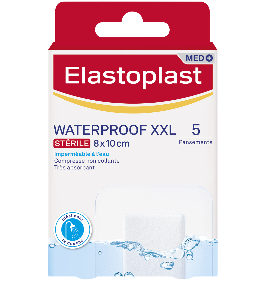 ELASTOPLAST AQUA PROTECT XXL PANSEMENTS STERILES 8X10CM 5 UNITES