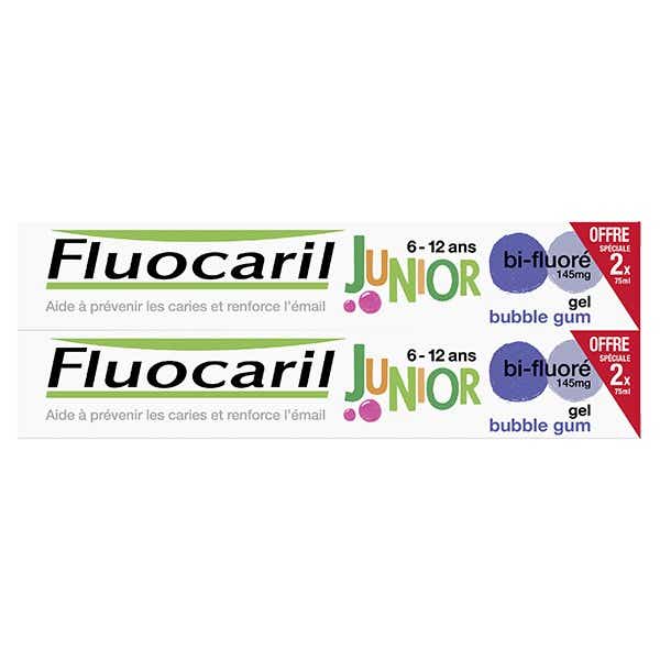 FLUOCARIL DENTIFRICE JUNIOR 7 A 12 ANS BUBBLE GUM 2X50ML