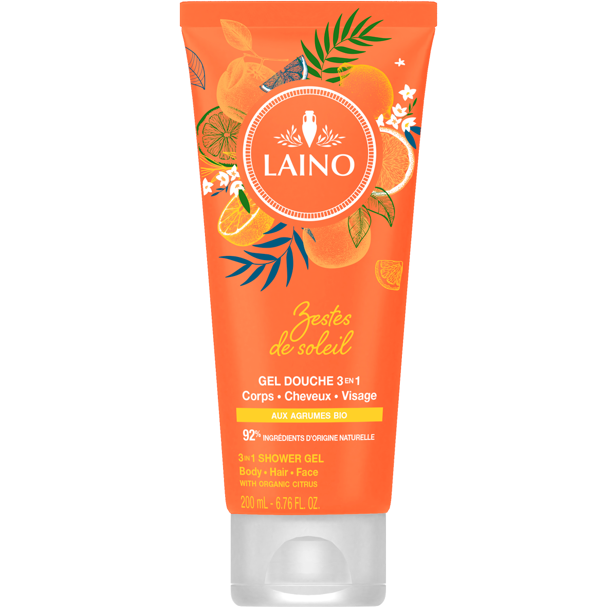 GEL DOUCHE 3EN1 CORPS VISAGE CHEVEUX ZESTE DE SOLEIL AUX AGRUMES BIO 200ML
