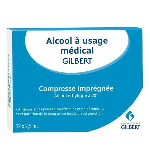 GILBERT COMPRESSES D ALCOOL 12 UNITES