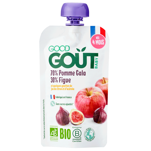 GOOD GOUT GOURDE DE FRUIT POUR BEBE DES 6 MOIS POMME FIGUE 90G