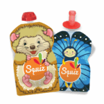 GOURDES REUTILISABLES PAPILLON HERISSON 1X90ML 1X130ML 1 EMBOUT SQUIZ TOP