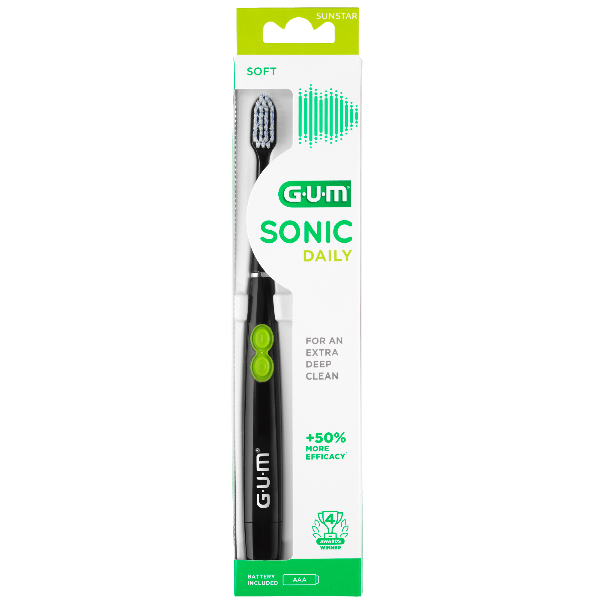 GUM SONIC DAILY BROSSE A DENTS ELECTRIQUE NOIRE SOUPLE A PILE