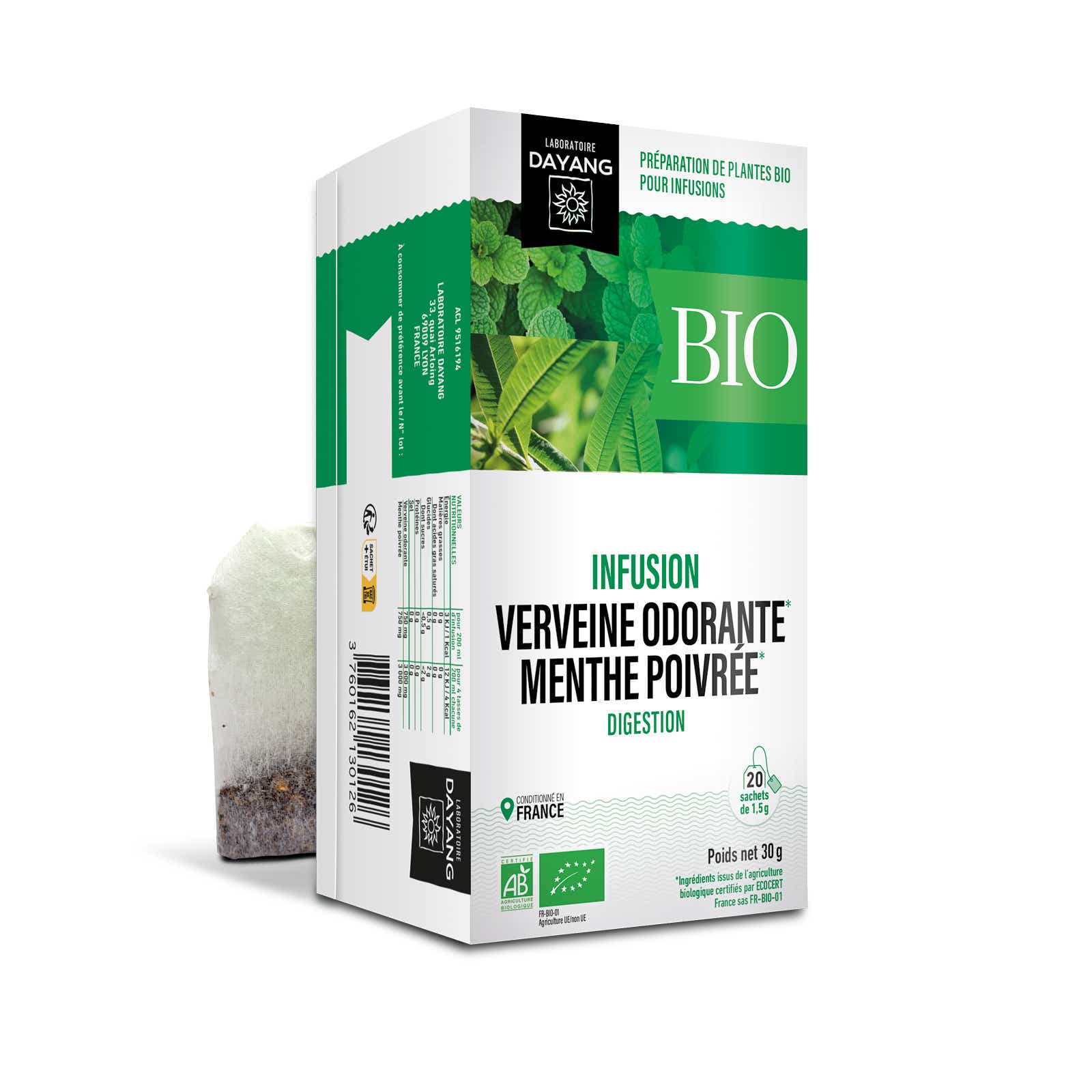 INFUSION VERVEINE MENTHE BIO 20 SACHETS