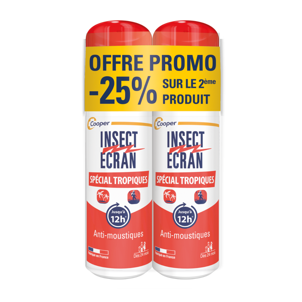 INSECT ECRAN SPRAY REPULSIF PEAU ADULTES ET ENFANTS SPECIAL TROPIQUES 2X75ML