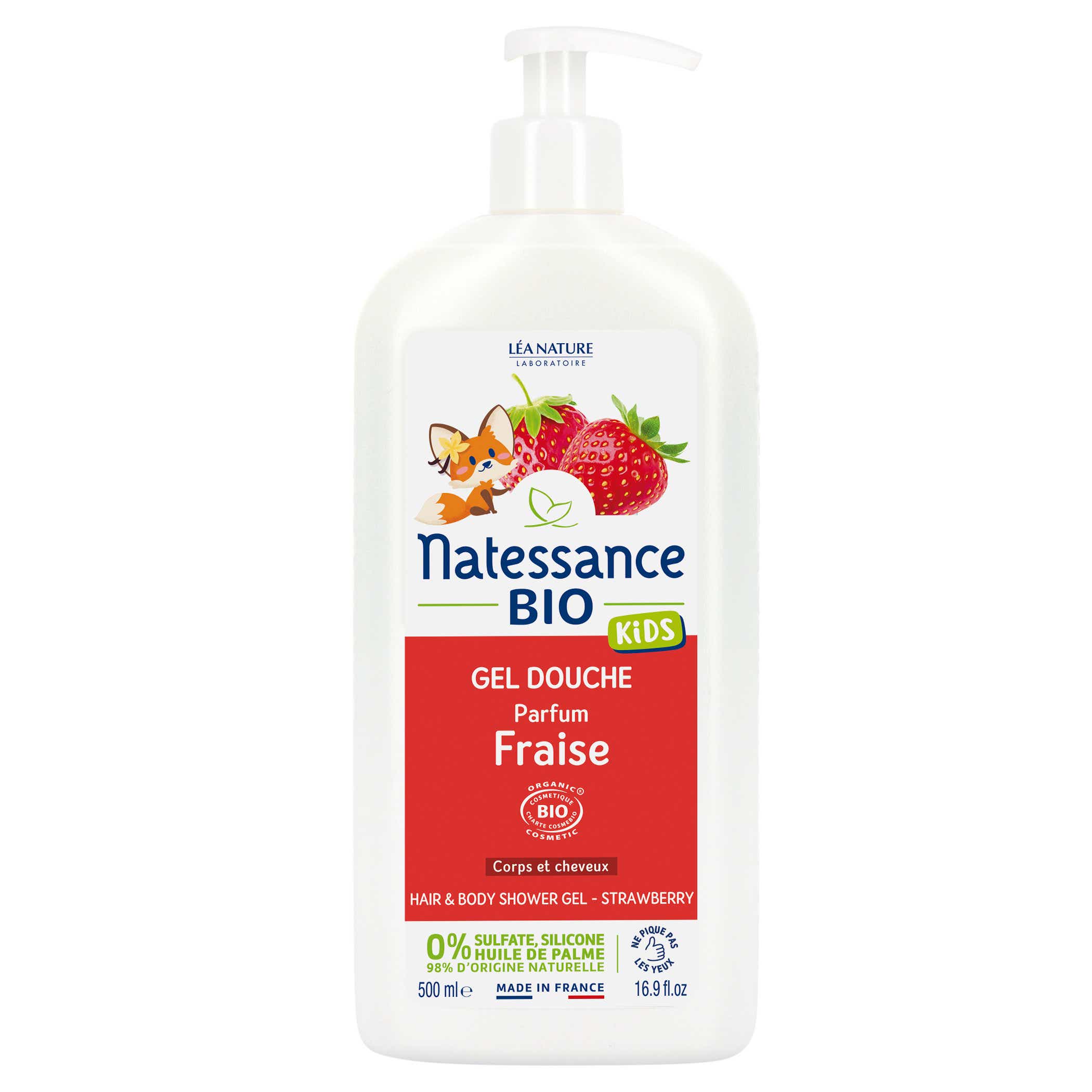 KIDS GEL DOUCHE BIO CORPS ET CHEVEUX VANILLE FRAISE 500ML