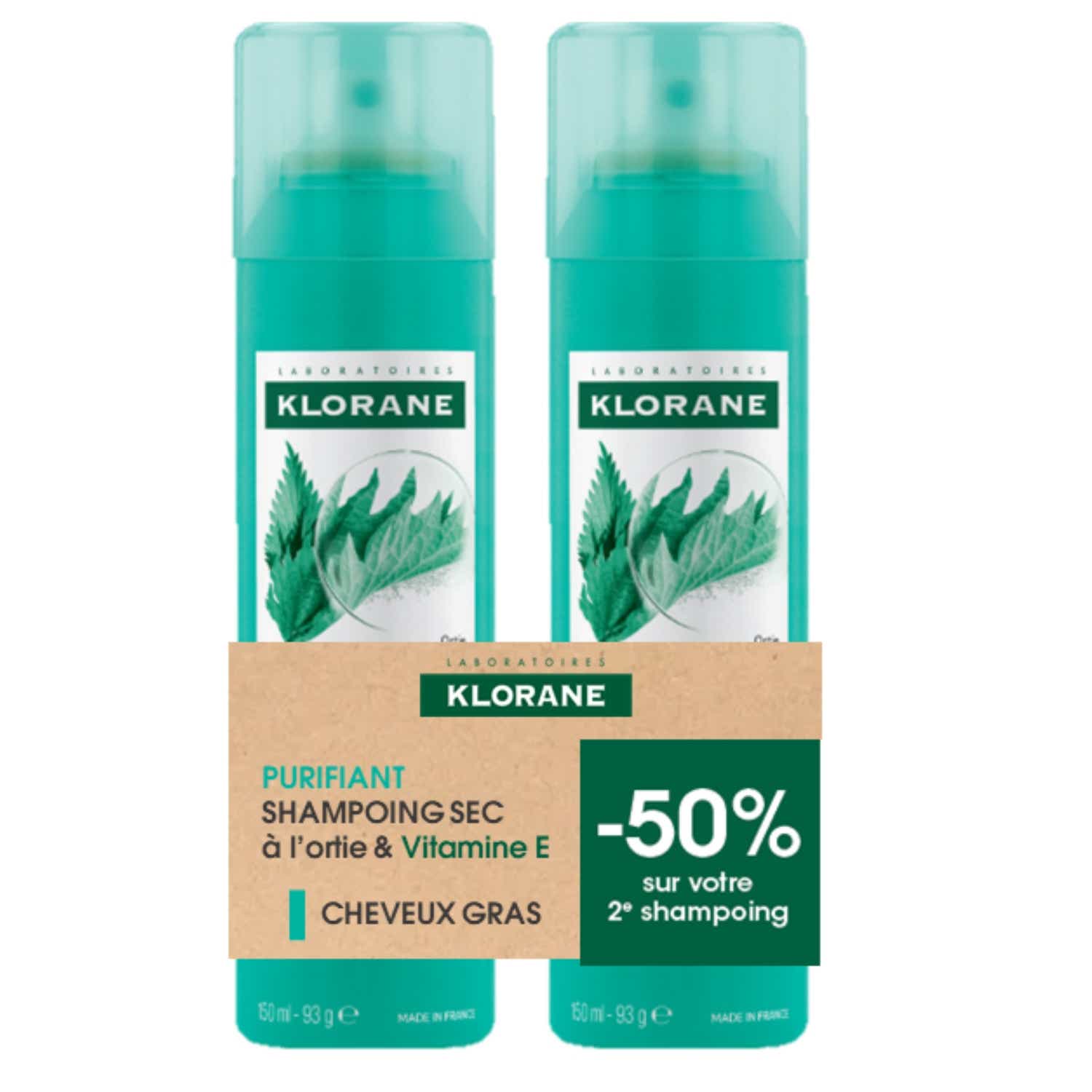 KLORANE SHAMPOOING SEC A L ORTIE 2 FLACONS DE 150ML