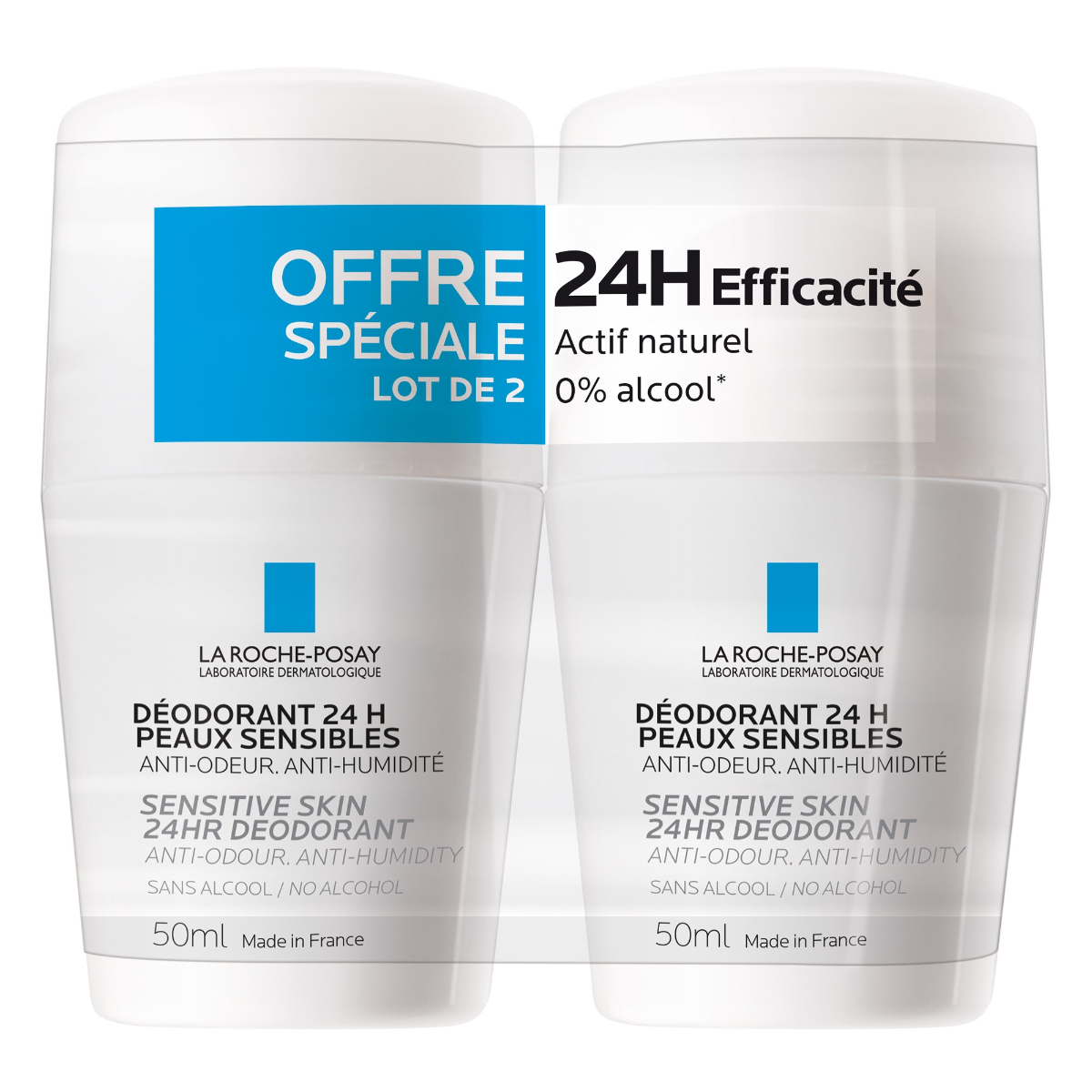 LA ROCHE POSAY DEODORANT DEODORANT PHYSIOLOGIQUE 24H BILLE LOT DE 2 X 50ML
