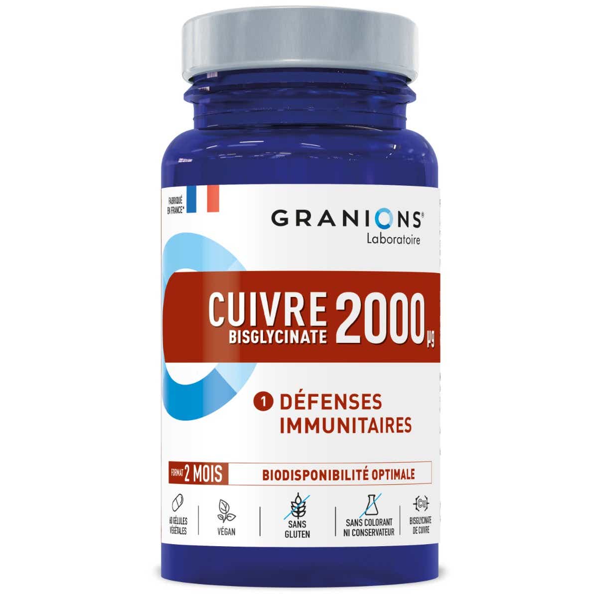 LABORATOIRE DES GRANIONS CUIVRE DEFENSES IMMUNITAIRES 60 GELULES
