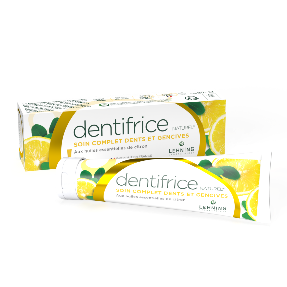 LEHNING DENTIFRICE NATUREL SOIN COMPLET DENTS GENCIVES CITRON 80 G