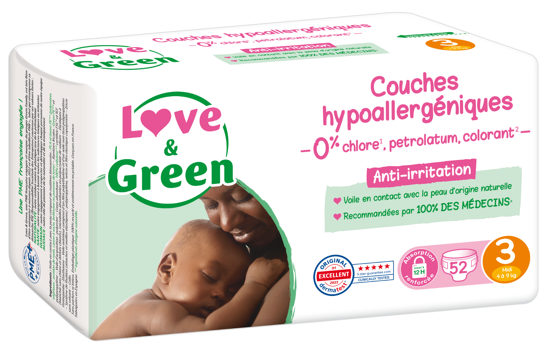 LOVE GREEN COUCHES HYPOALLERGENIQUES T3 52 UNITES