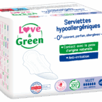LOVE GREEN SERVIETTES HYGIENIQUES HYPOALLERGENIQUES ANTI IRRITATION NUIT 10 UNITES