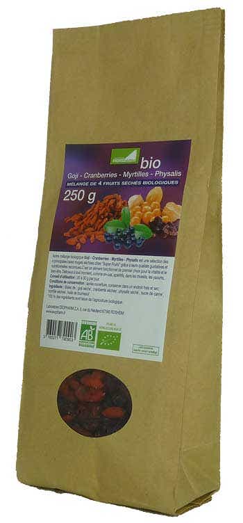 MELANGE 4 FRUITS GOJI CRANBERRIES MYRTILLES PHYSALIS 250 G