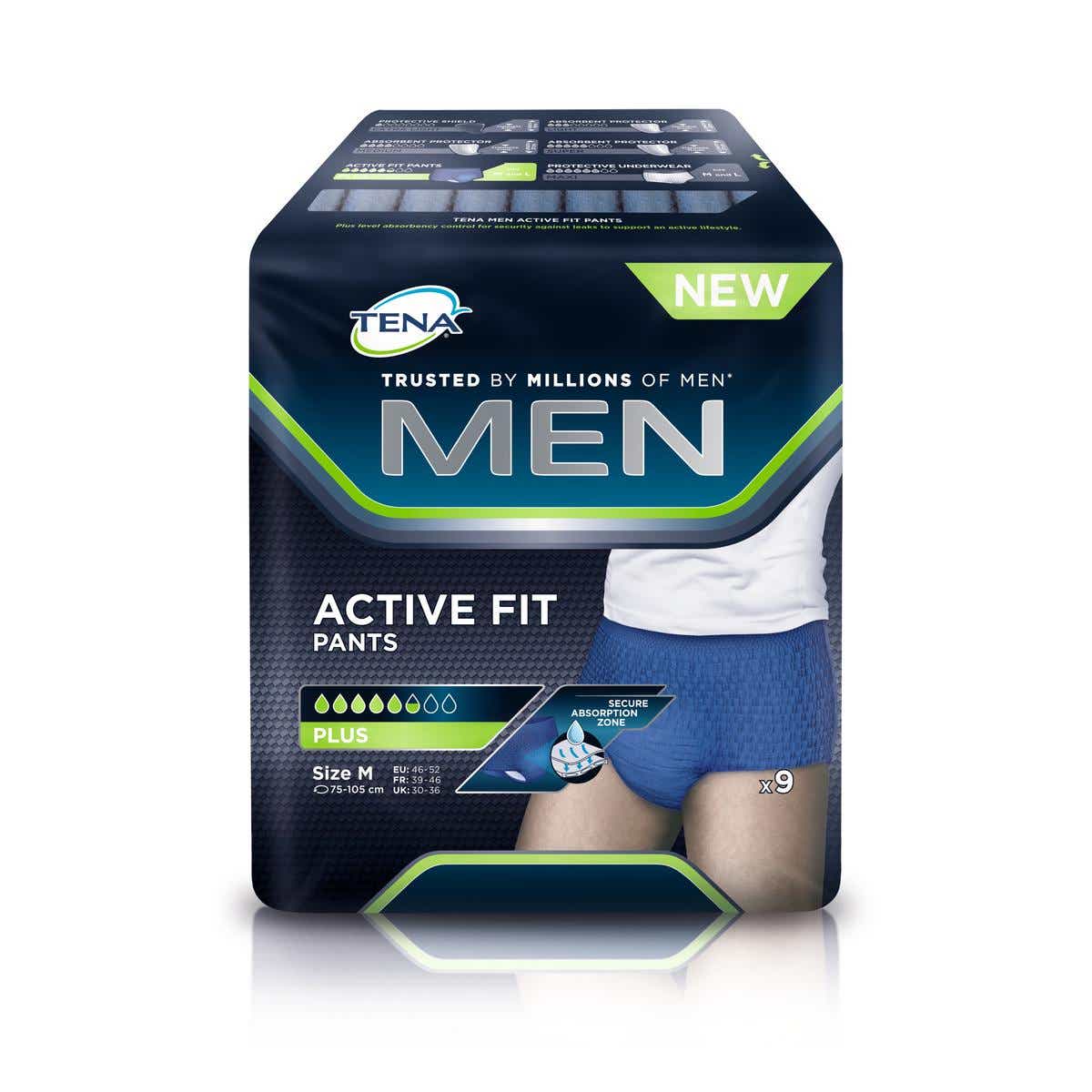 MEN ACTIVE FIT SOUS VETEMENTS ABSORBANTS TAILLE M 9 UNITES