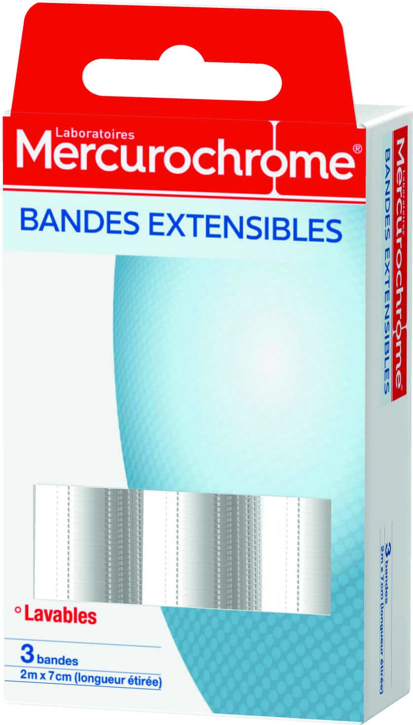 MERCUROCHROME BANDES EXTENSIBLES 2MX7CM 3 UNITES